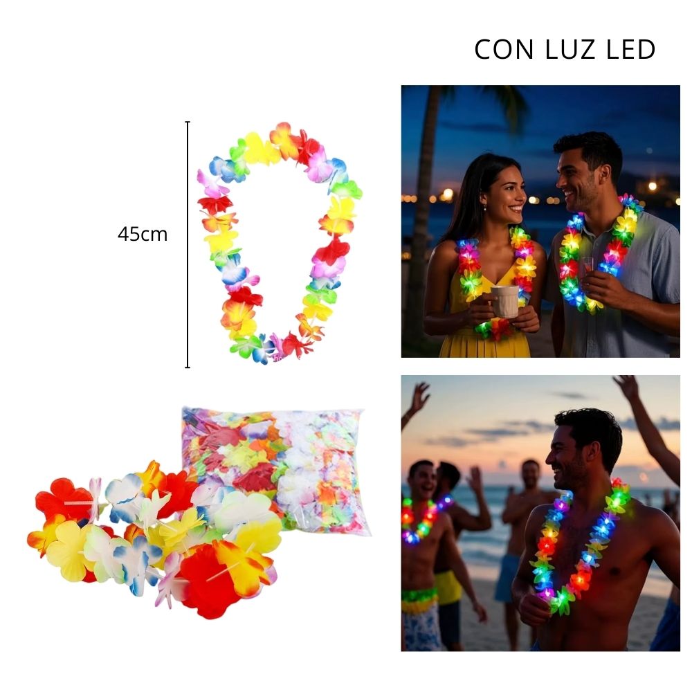 COLLAR ESTILO HAWAIANO CON LUZ LED