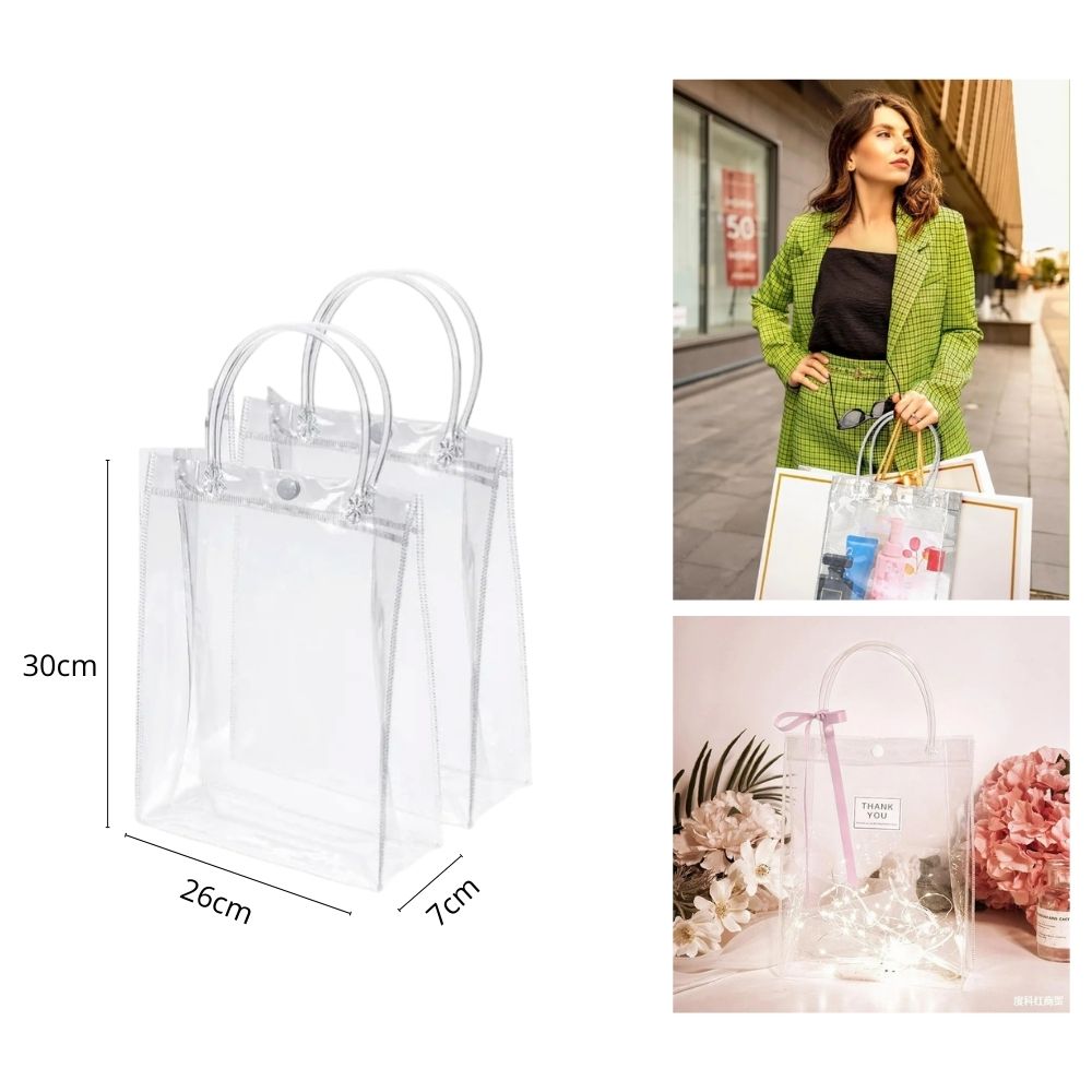BOLSA TRANSPARANTE DE PVC PARA REGALO 30x26x7cm