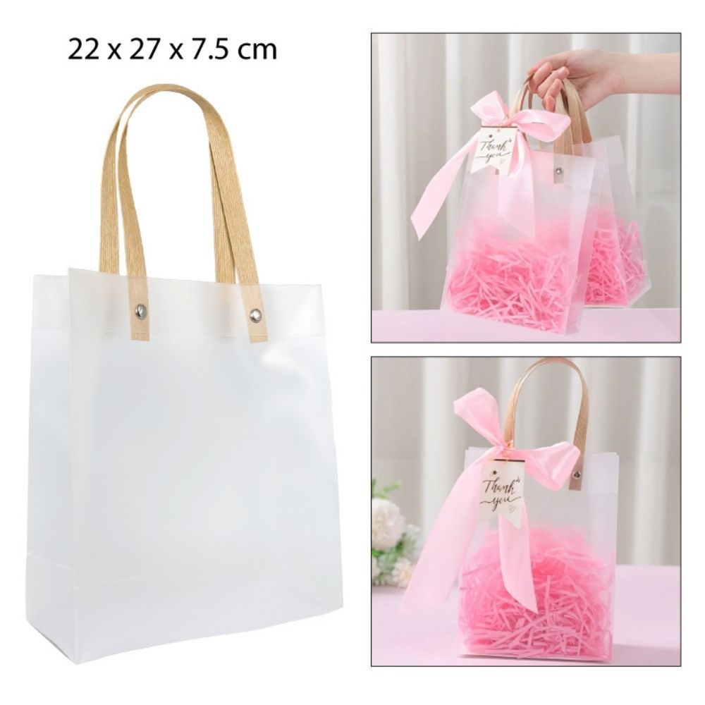 BOLSA DE REGALO TRANSPARENTE DE PVC 22X27X7.5CM