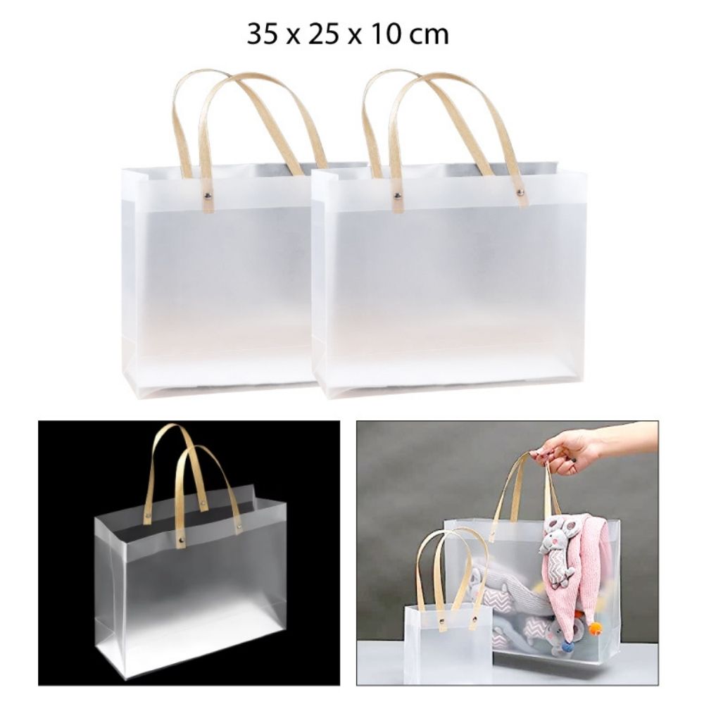 BOLSA DE REGALO TRANSPARENTE DE PVC 35X25X10CM