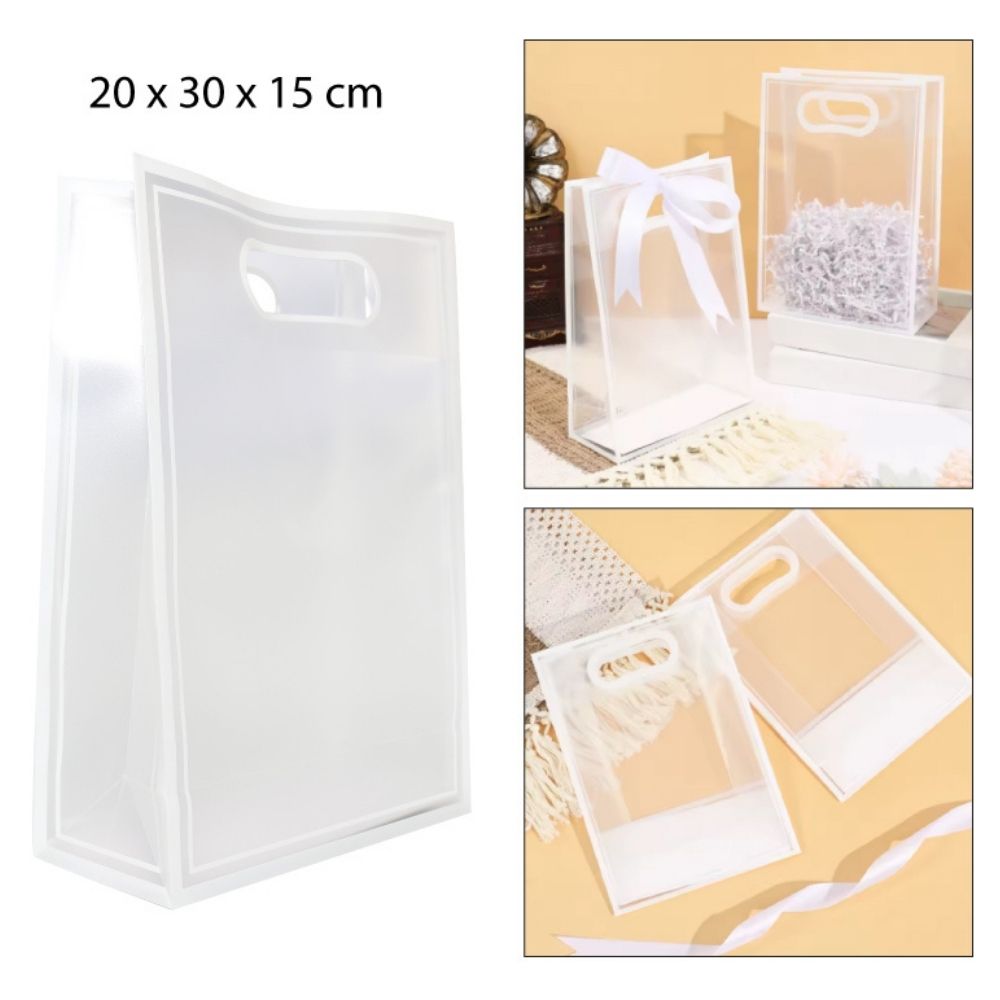 BOLSA DE REGALO TRANSPARENTE DE PVC 20X30X15CM