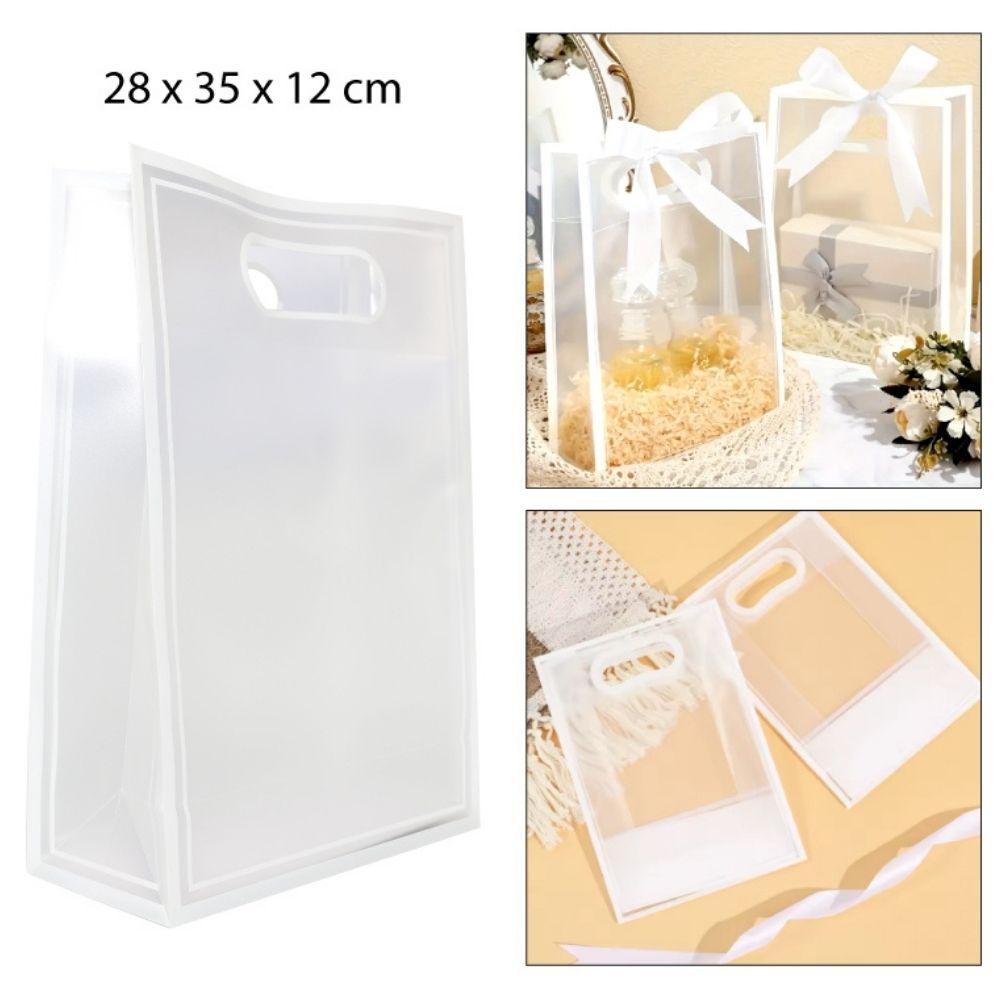 BOLSA DE REGALO TRANSPARENTE DE PVC 28X35X12CM