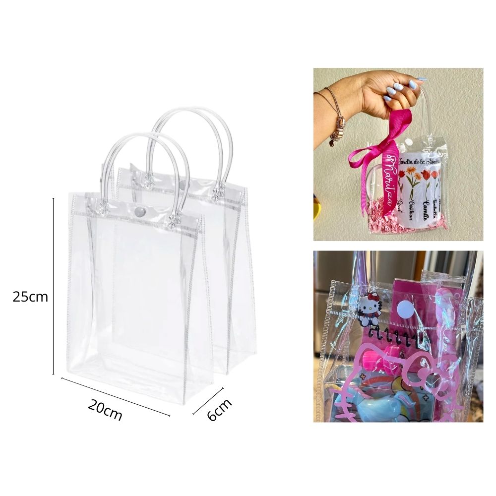 BOLSA TRANSPARANTE  DE PVC PARA REGALO 25x20x6cm