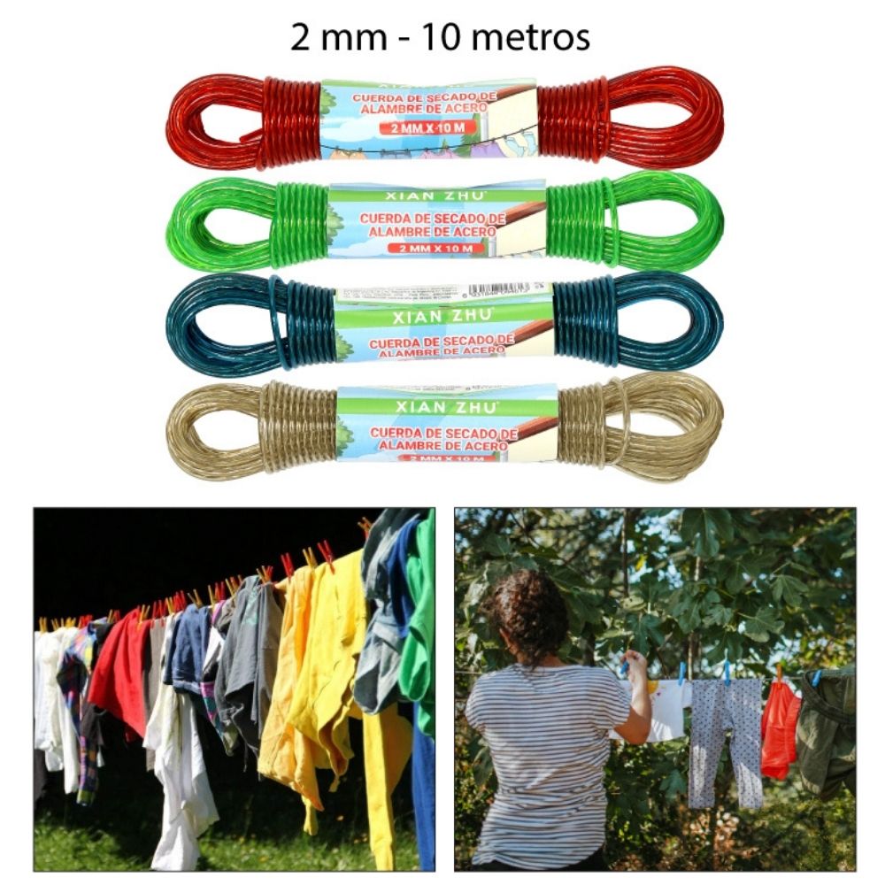 CUERDA DE ACERO PARA TENDEDERO 2 MM X 10 MTS