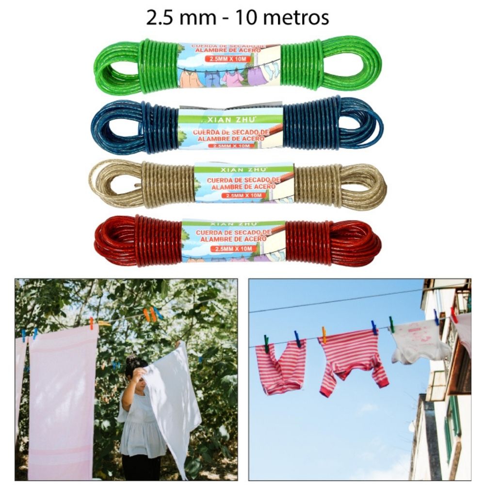 CUERDA DE ACERO PARA TENDEDERO 2.5 MM X 10 MTS
