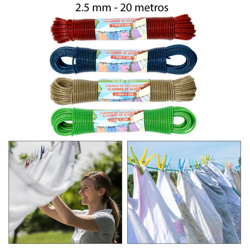 CUERDA DE ACERO PARA TENDEDERO 2.5 MM X 20 MTS