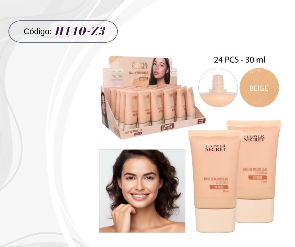 BASE DE MAQUILLAJE LÍQUIDA TONO 3# BEIGE 30ML