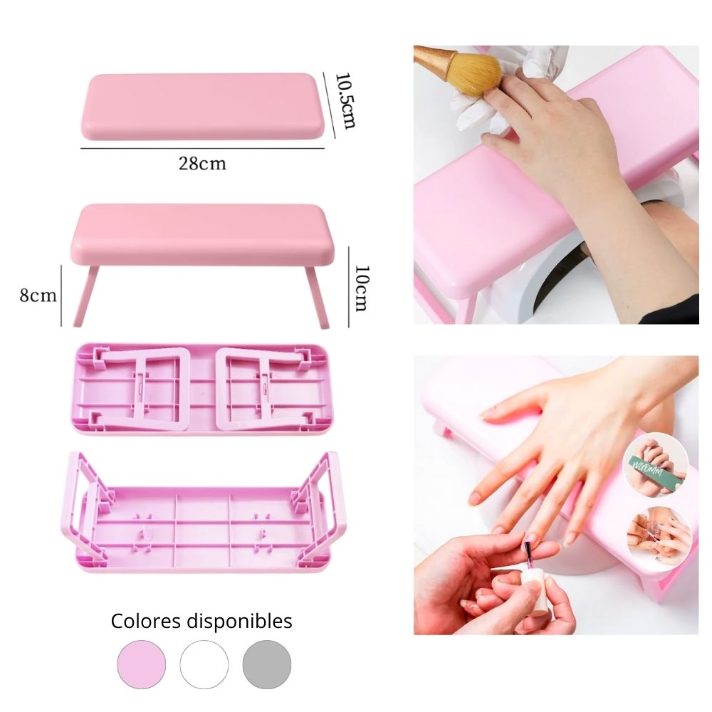 SOPORTE PLEGABLE REPOSABRAZOS PARA MANICURA 28X10X10.5CM