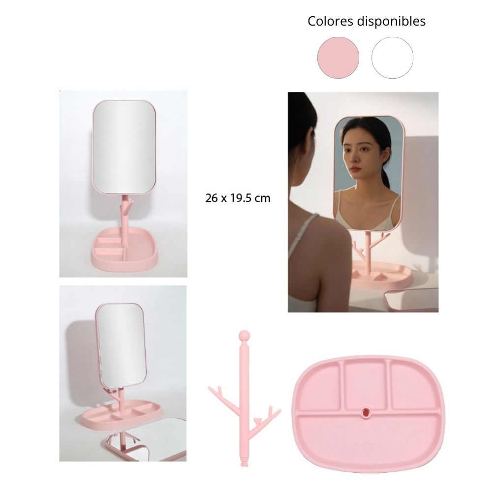ESPEJO DE MAQUILLAJE DE MESA GIRATORIO 26X19.5 CM