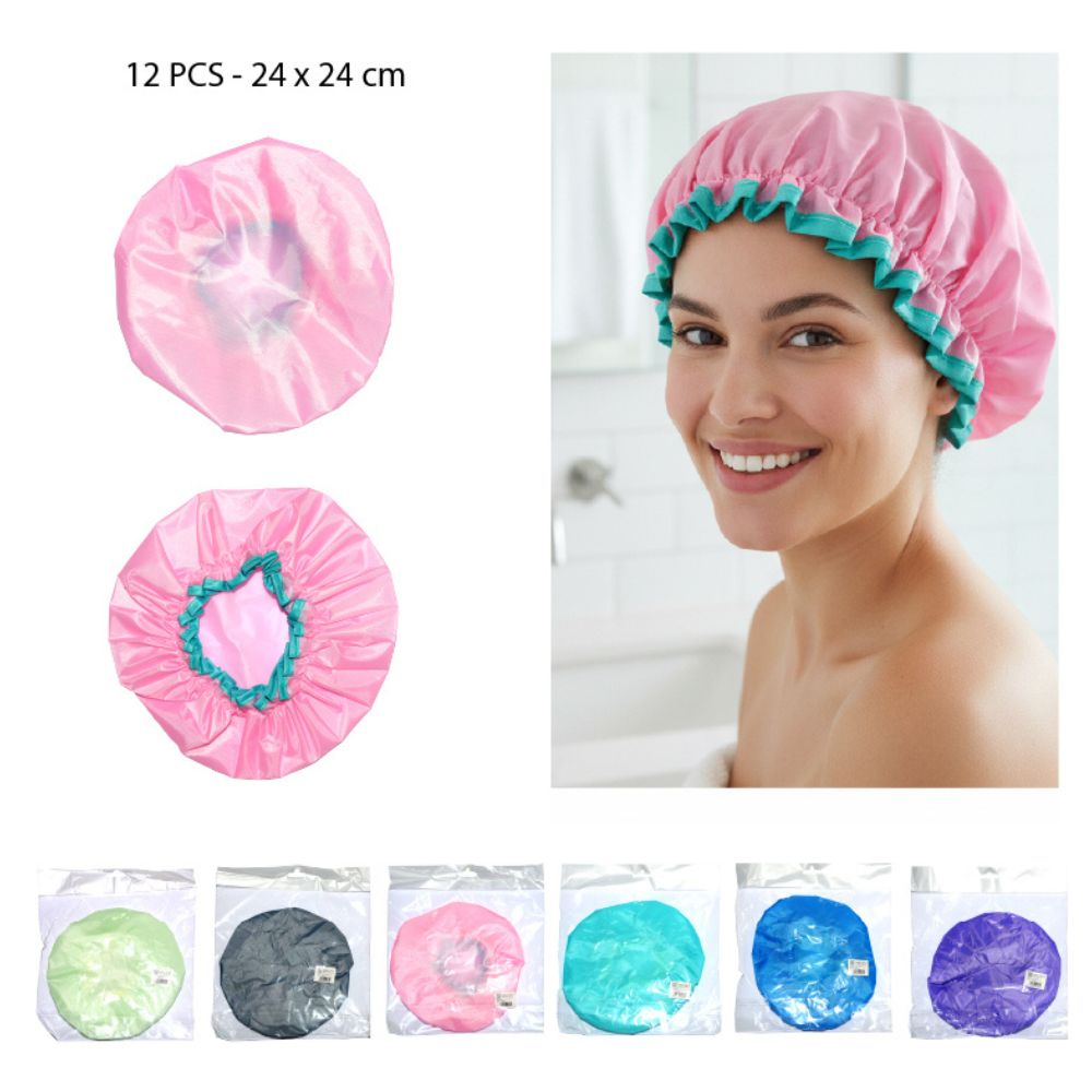 GORRO DE DUCHA  DOBLE CAPA BORDADO 1PCS-24X24CM