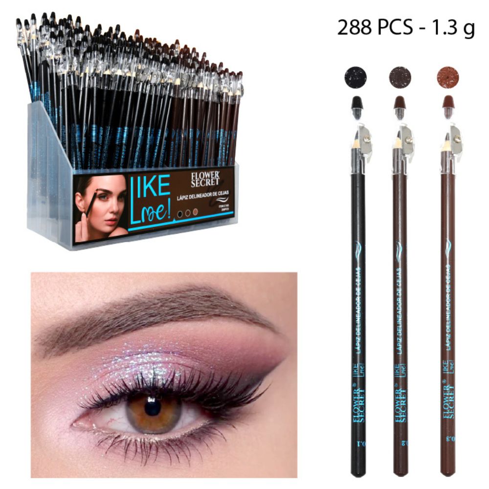 LÁPIZ DELINEADOR DE CEJAS COLORES OSCUROS 288pcs - CON SACAPUNTAS