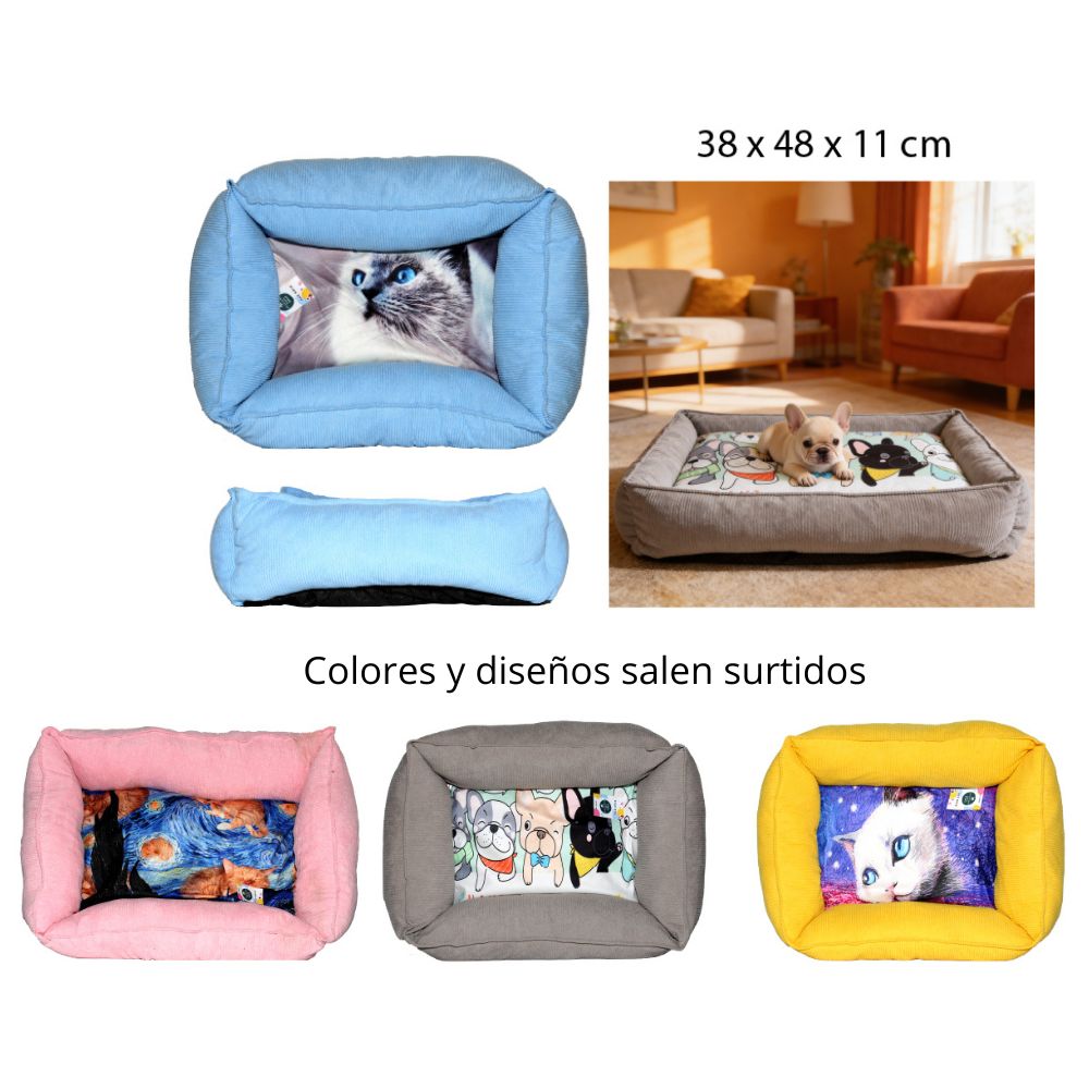 CAMA RECTANGULAR PARA MASCOTAS 38X48X11CM