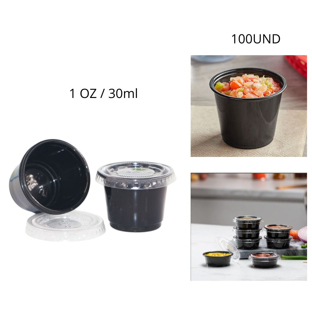 RECIPIENTE PARA SALSAS CON TAPA TRANSPARENTE 1 OZ - 30ML
