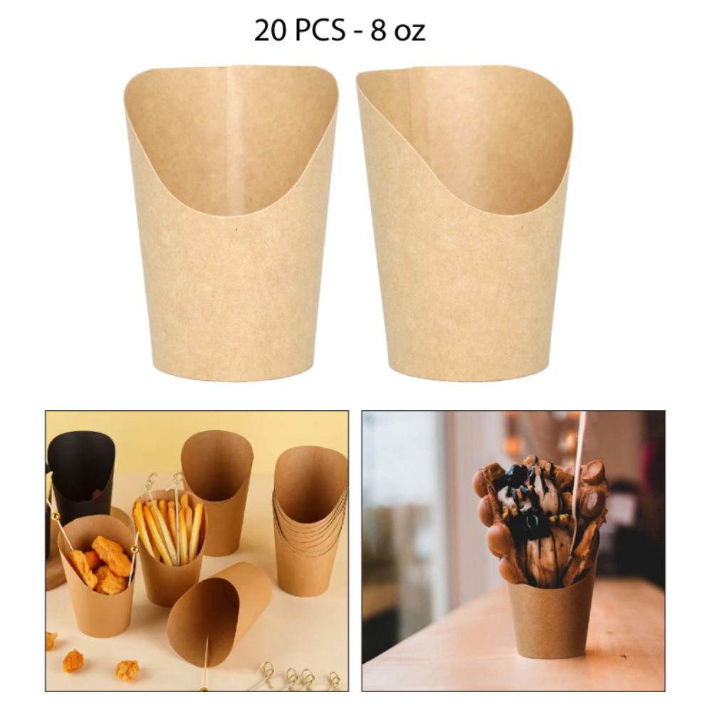 VASOS DE PAPEL KRAFT PARA SNACKS 8 OZ