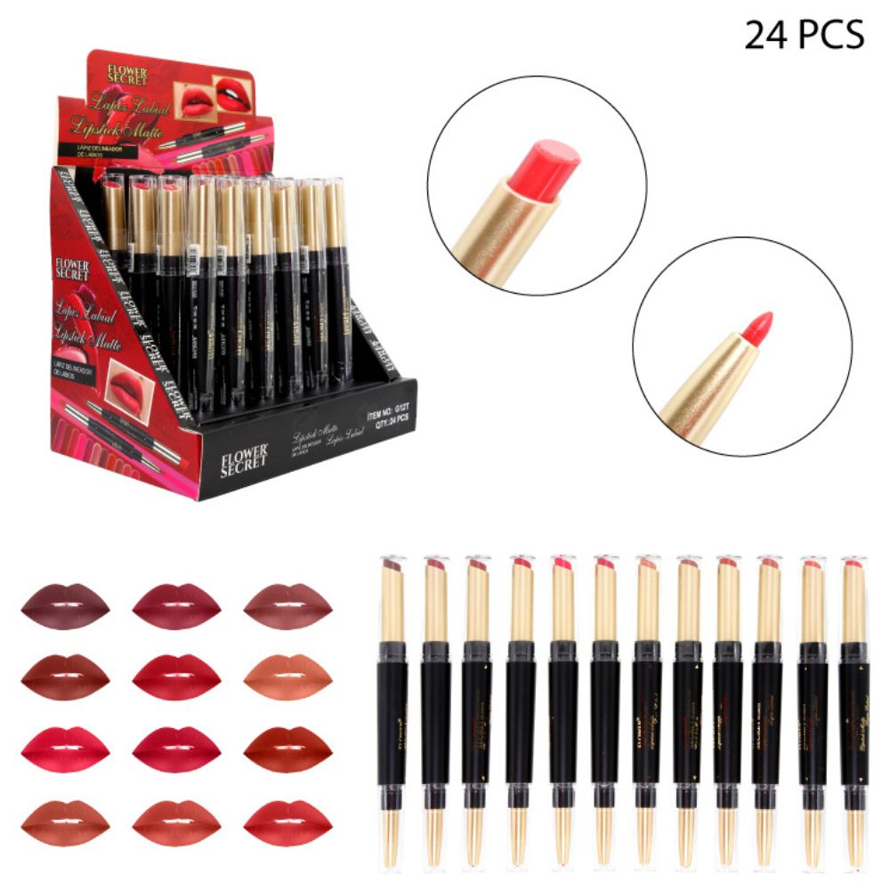 DUO LÁPIZ LABIAL EN BARRA + LÁPIZ DELINEADOR DE LABIOS 24PCS