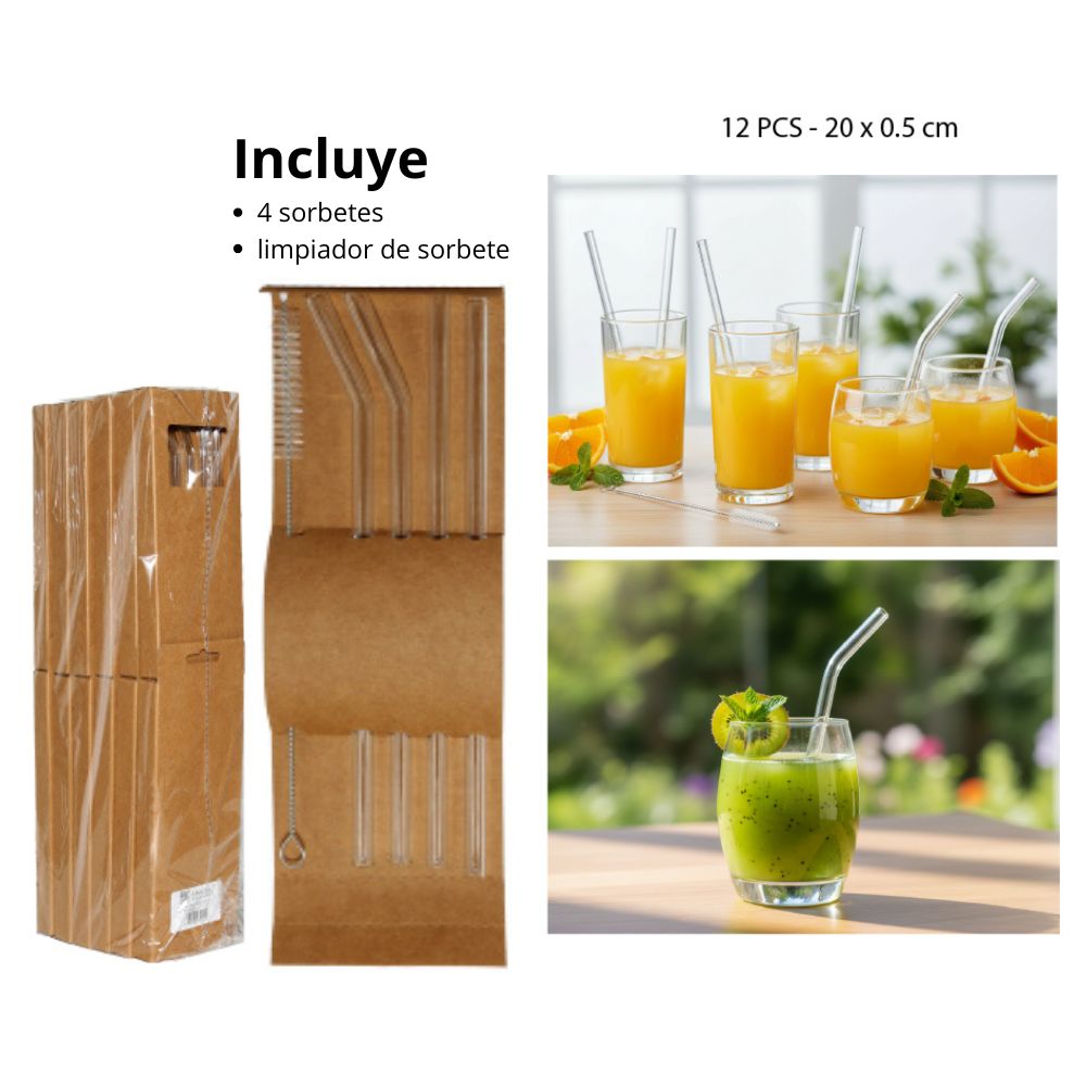 SORBETE DE VIDRIO SET DE 5PCS 20x0.5cm