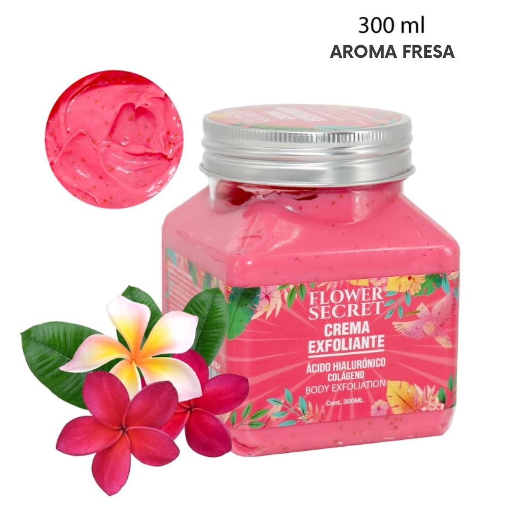 CREMA EXFOLIANTE CON ÁCIDO HIALURÓNICO AROMA FRESA 300ML