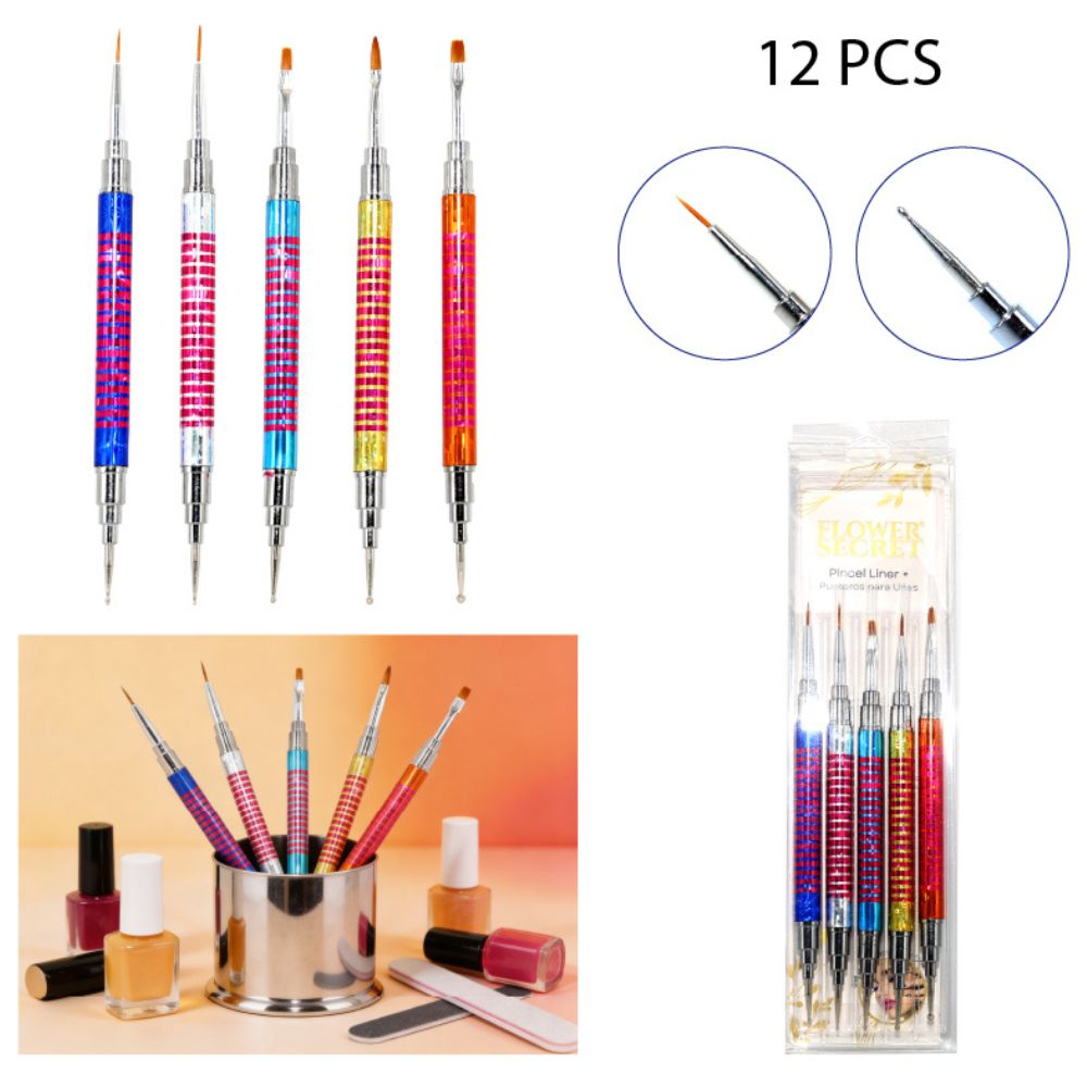 PINCELES DOBLE para manicure set de 4pcs