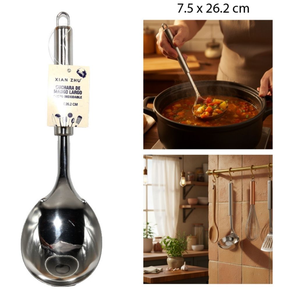 CUCHARA DE ACERO INOXIDABLE 26.2X7.5CM