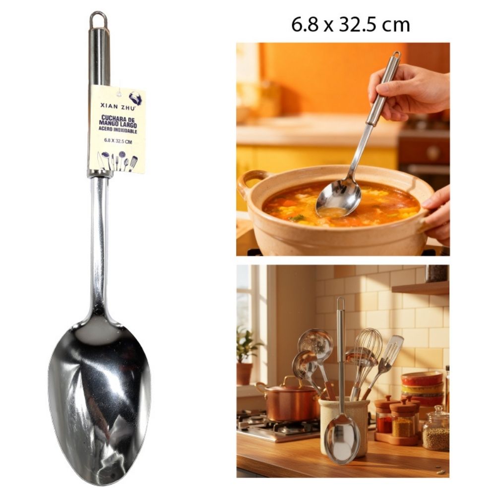 CUCHARA DE ACERO INOXIDABLE 32.5X6.8CM