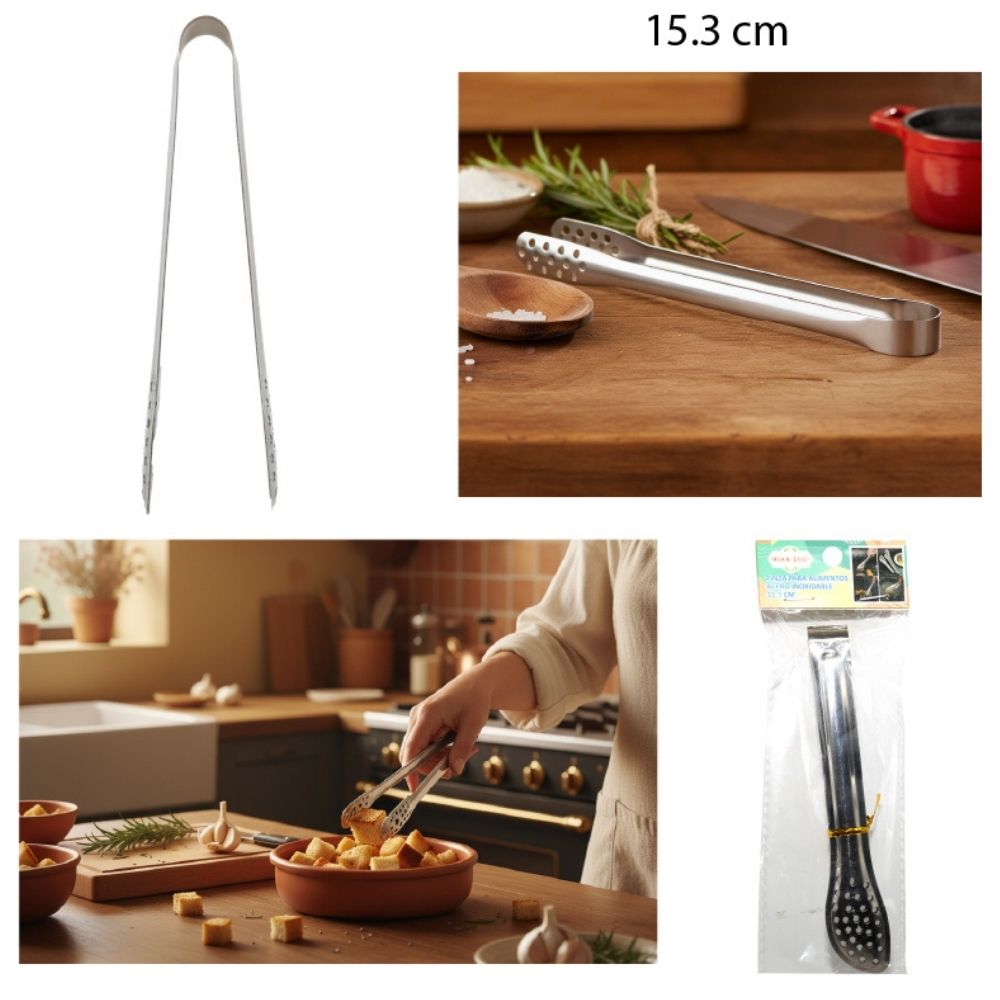 PINZA PARA ALIMENTOS DE ACERO INOXIDABLE 15.3CM