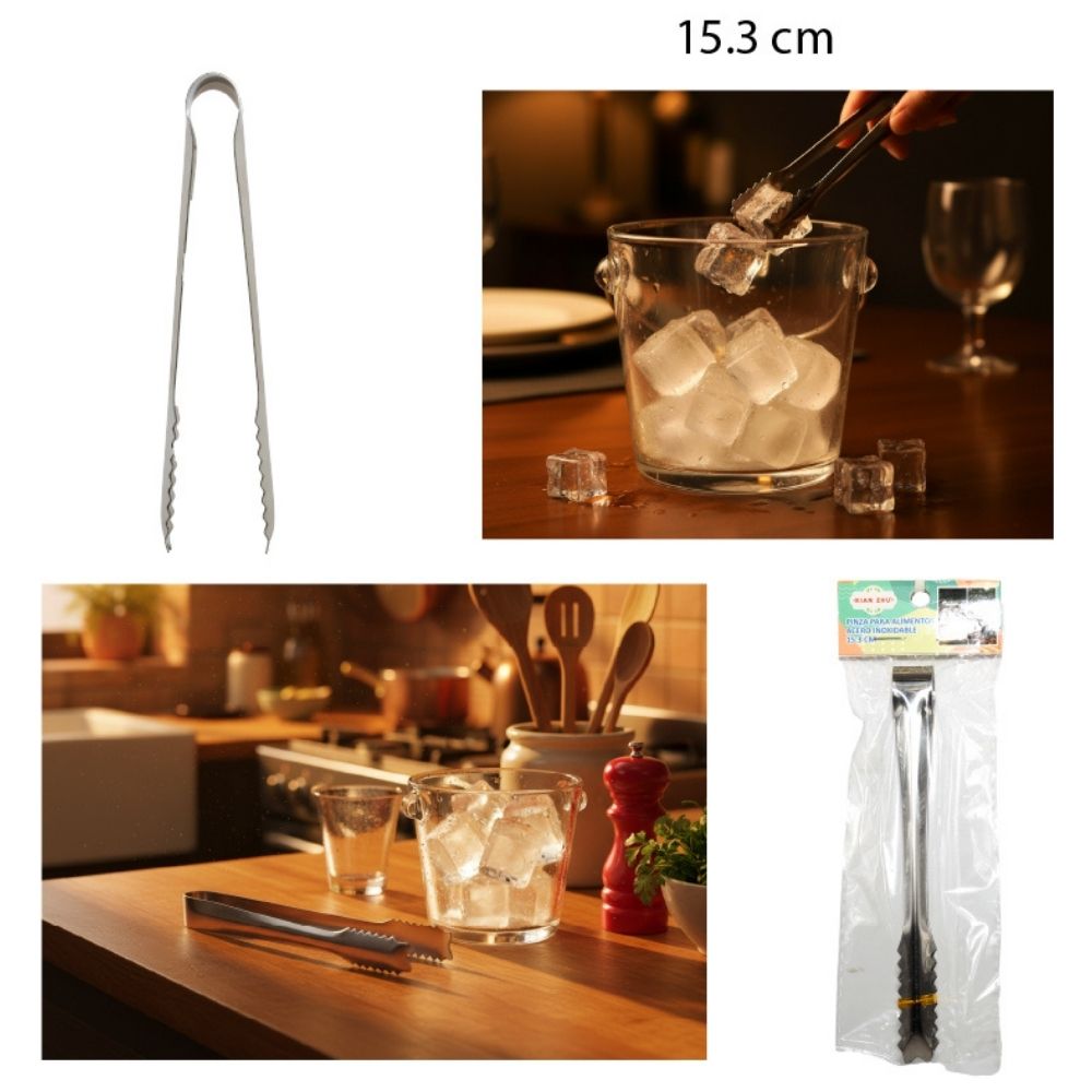 PINZA PARA HIELO DE ACERO INOXIDABLE 15.3CM