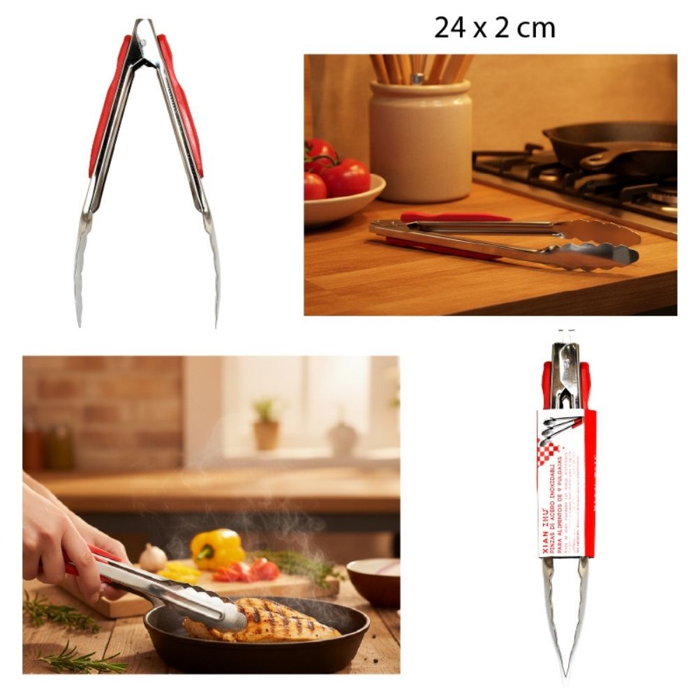PINZA PARA ALIMENTOS DE ACERO INOXIDABLE 15.3CM