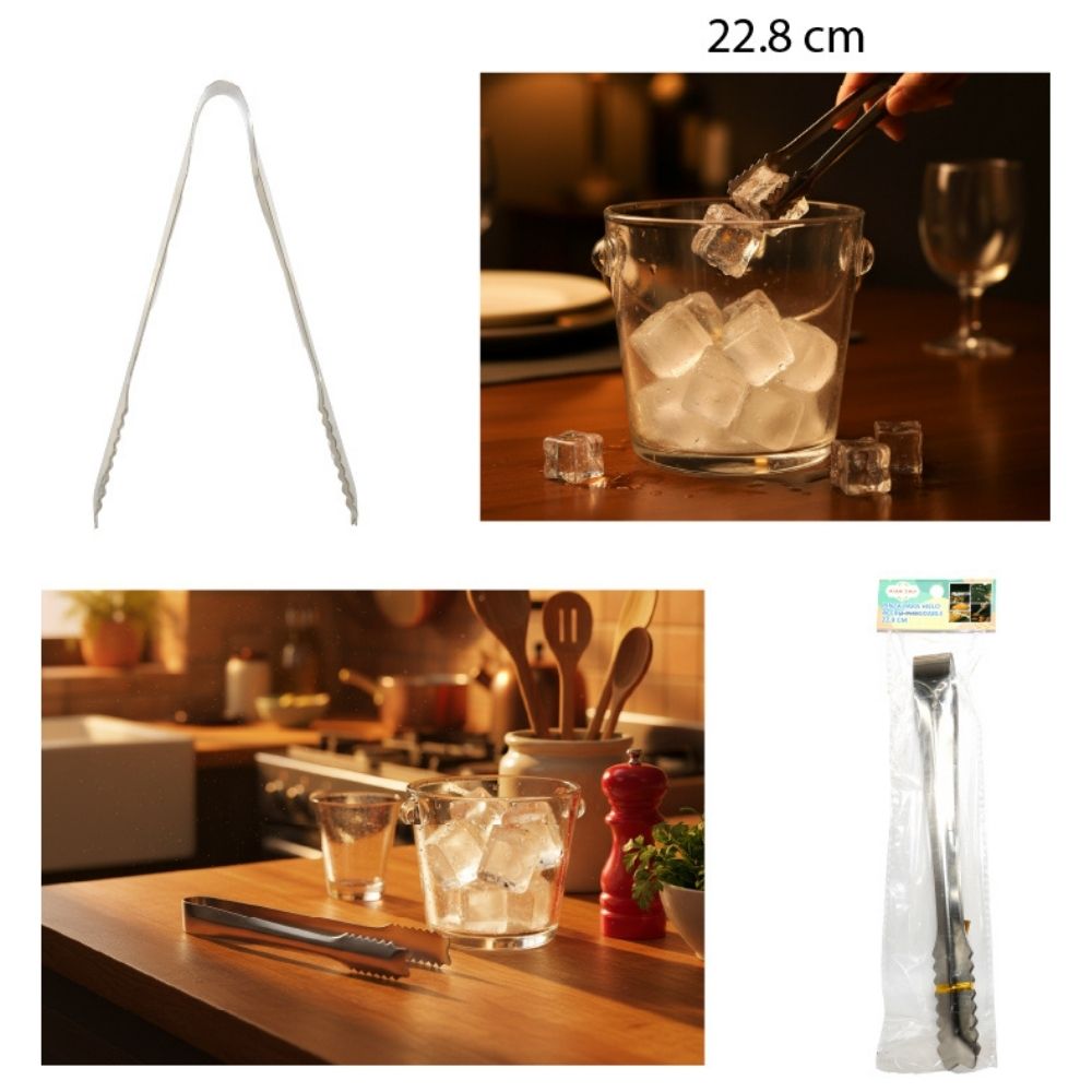 PINZA PARA HIELO DE ACERO INOXIDABLE 33.5X2.5CM