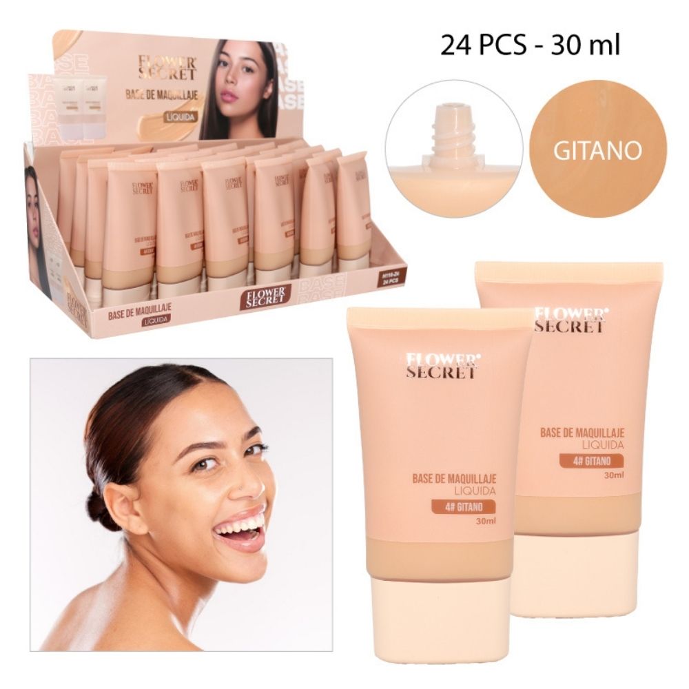 BASE DE MAQUILLAJE LÍQUIDA, TONO 4# GITANO 30ML