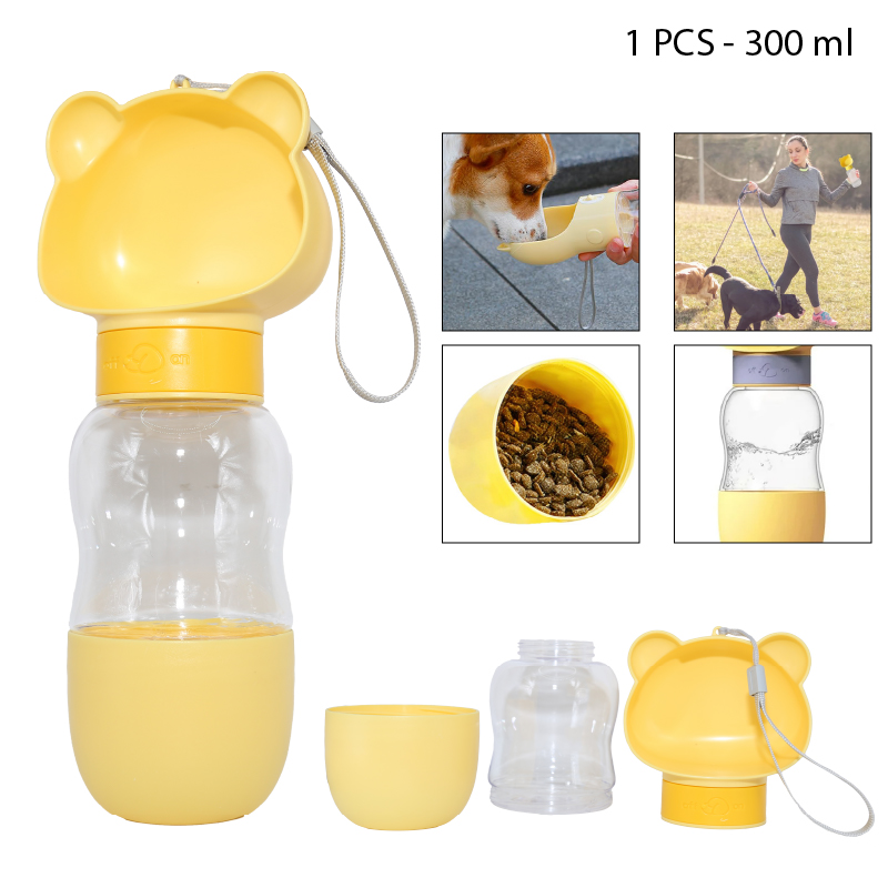 BOTELLA Y COMEDERO PARA MASCOTA 300ML