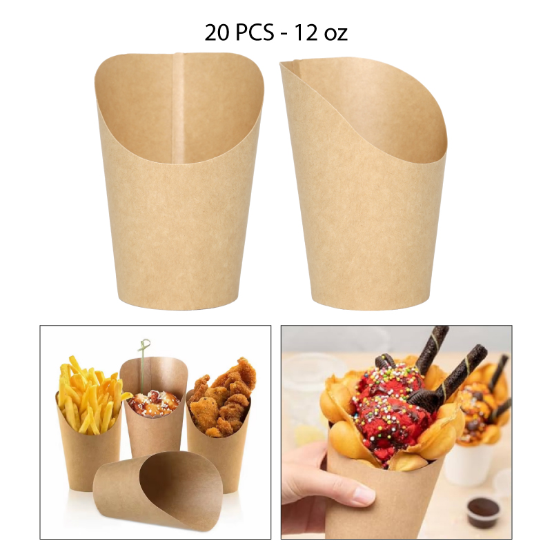 CONO DE PAPEL KRAFT PARA SNACKS 12 OZ