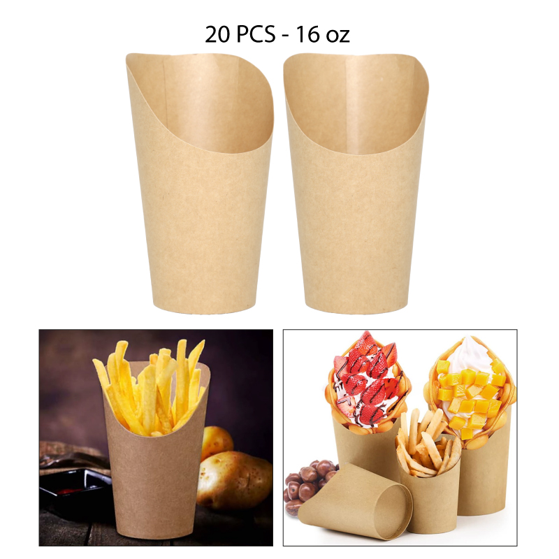 CONO DE PAPEL KRAFT PARA SNACKS 16 OZ