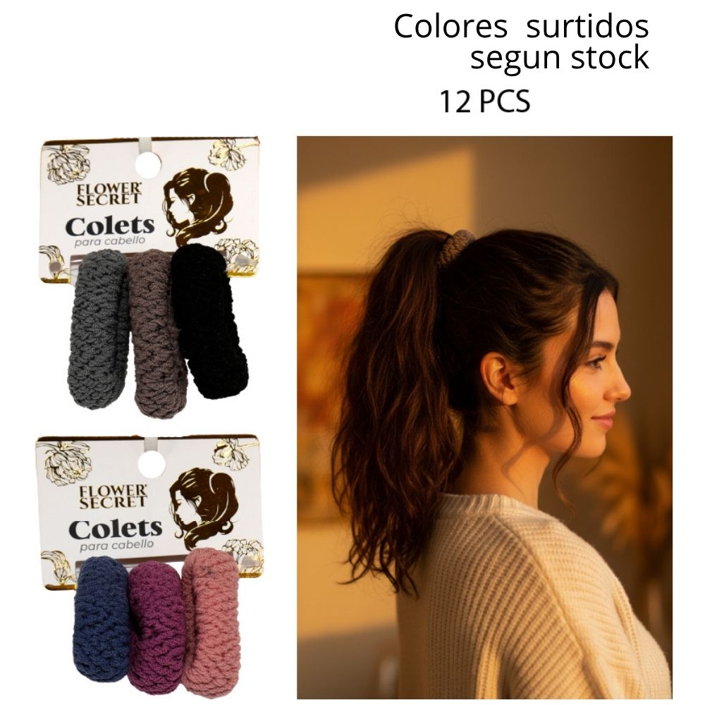 COLETS PARA EL CABELLO colores surtidos 12PCS