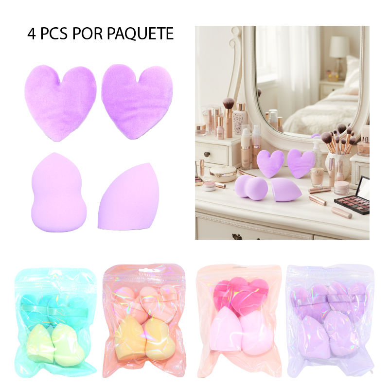 ESPONJAS DE MAQUILLAJE SET DE 4PCS