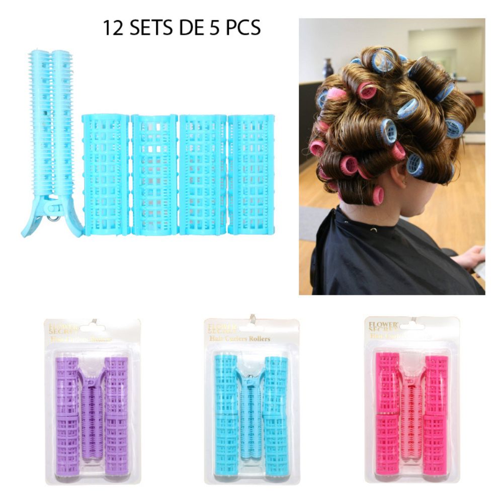 RULERO PARA CABELLO MÁS PINZAS SET DE 5PC