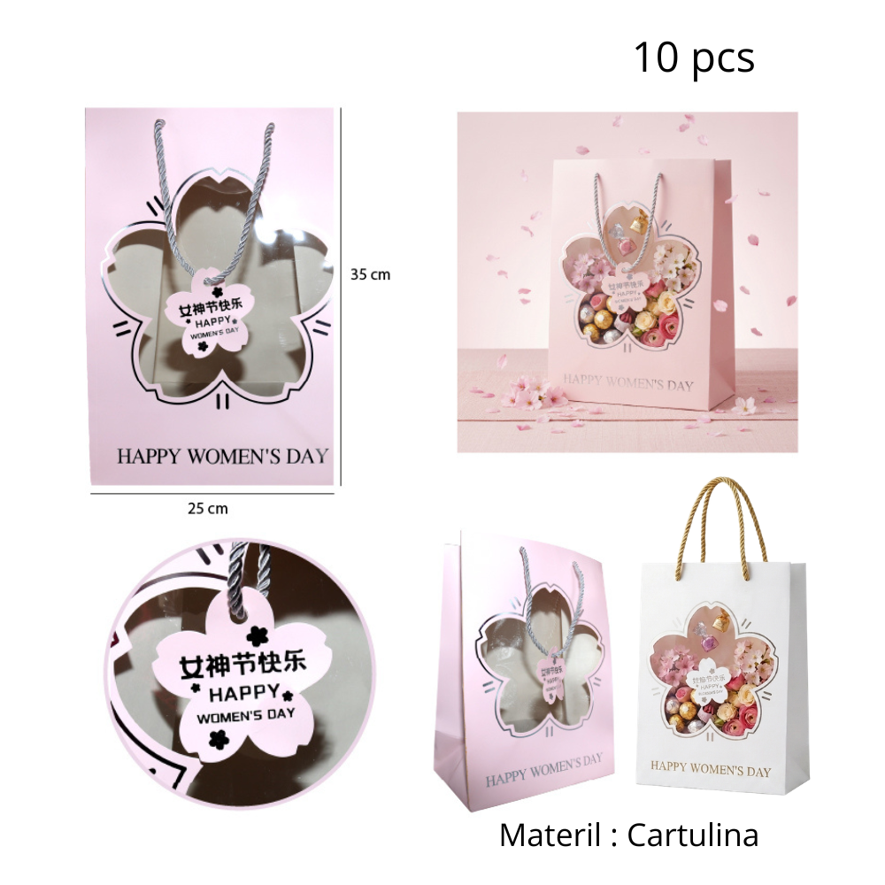 BOLSA PARA REGALO DISEÑO DIA DE LA MUJER 25X15X35CM