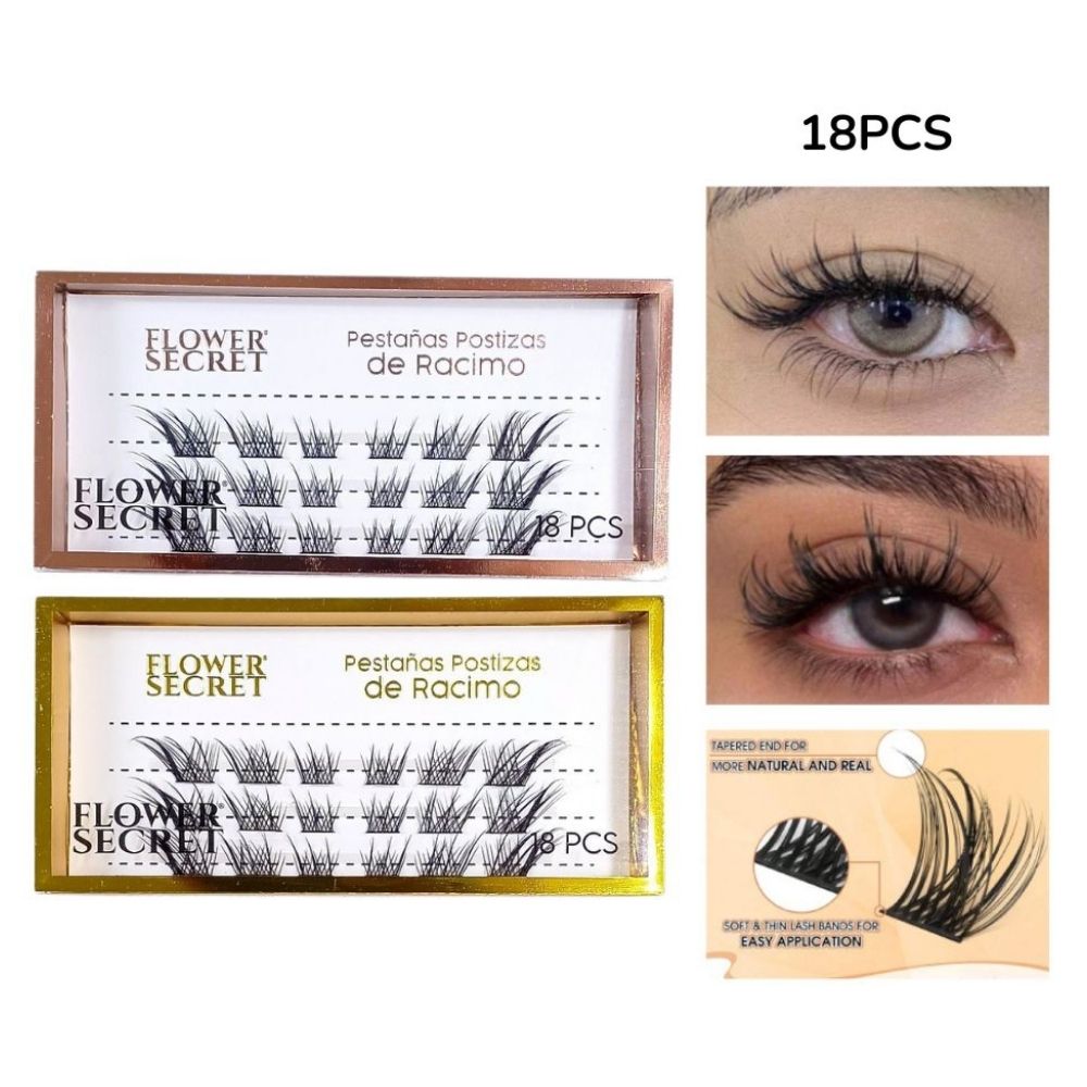 PESTAÑAS POSTIZAS DE RACIMO SET DE 18PCS