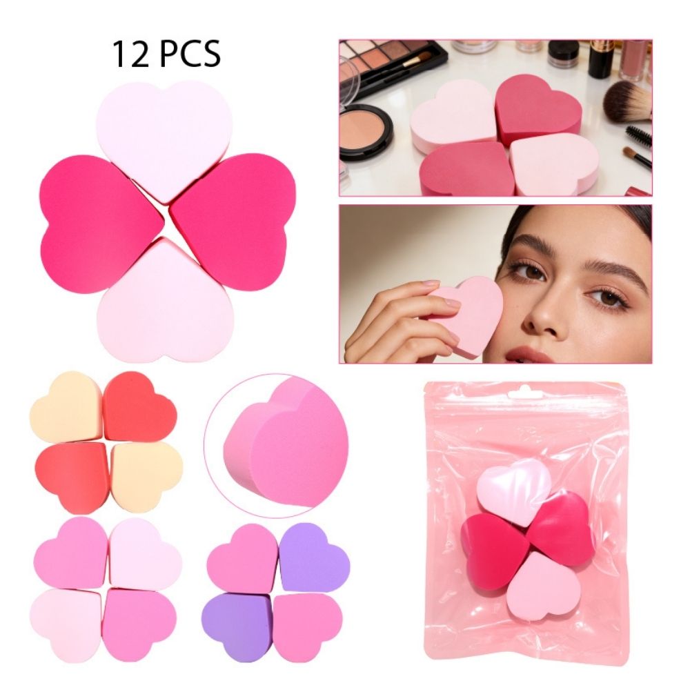 ESPONJAS DE MAQUILLAJE con FORMA DE CORAZÓN SET 4PCS