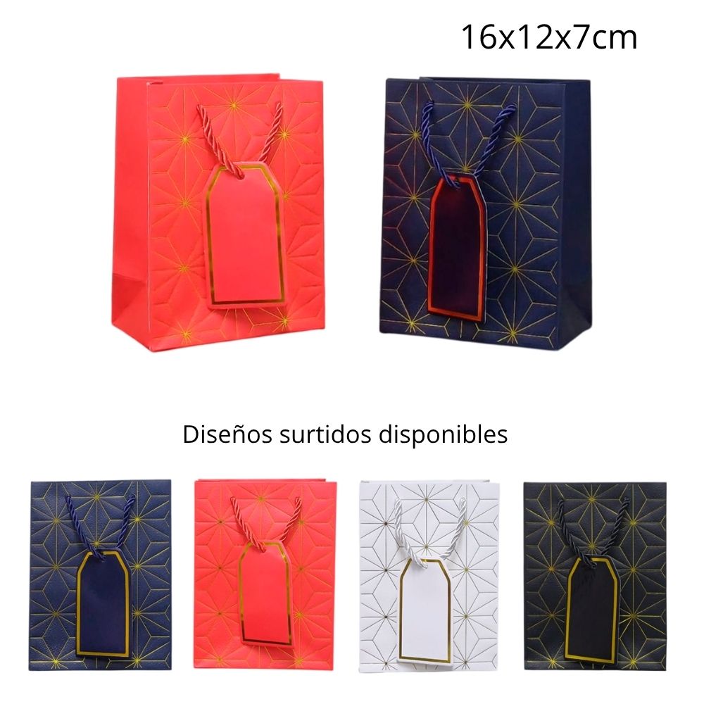 BOLSA DE REGALO COLORES SURTIDOS 16x12x7cm