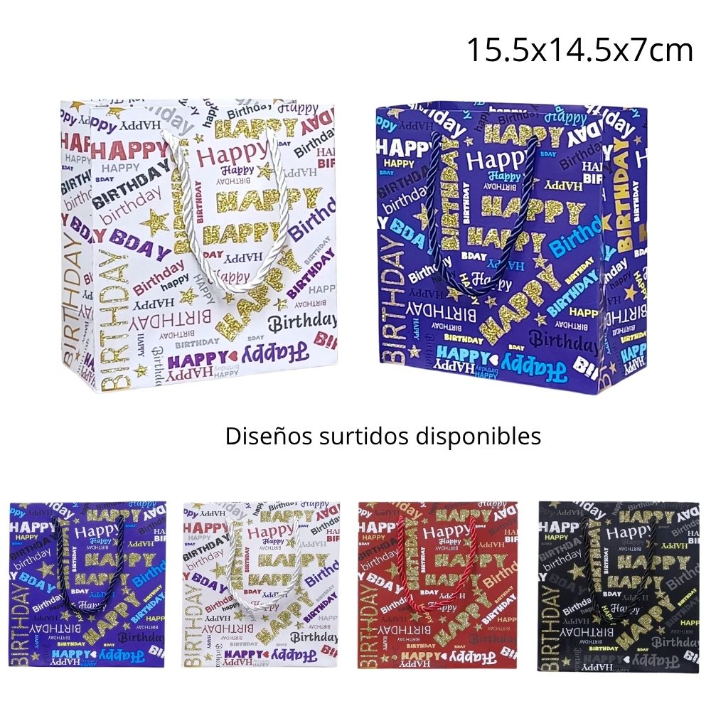 BOLSA DE REGALO COLORES SURTIDOS 15.5x14.5x7cm