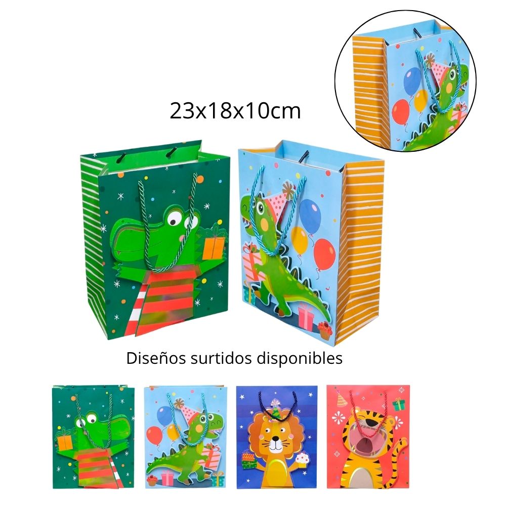 BOLSA DE REGALO DISEÑOS SURTIDOS 23x18x10cm