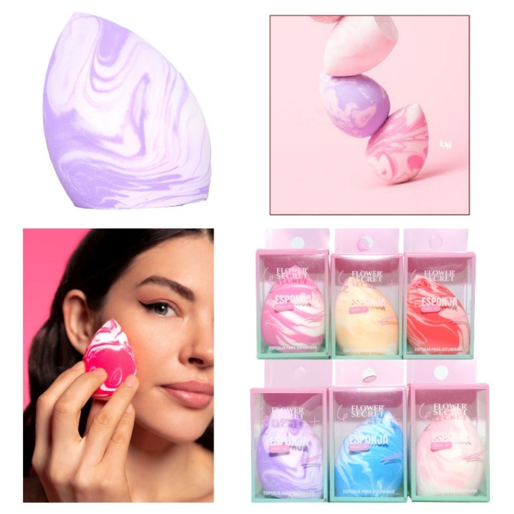 ESPONJA DE MAQUILLAJE BICOLOR TIPO CORTE DIAGONAL