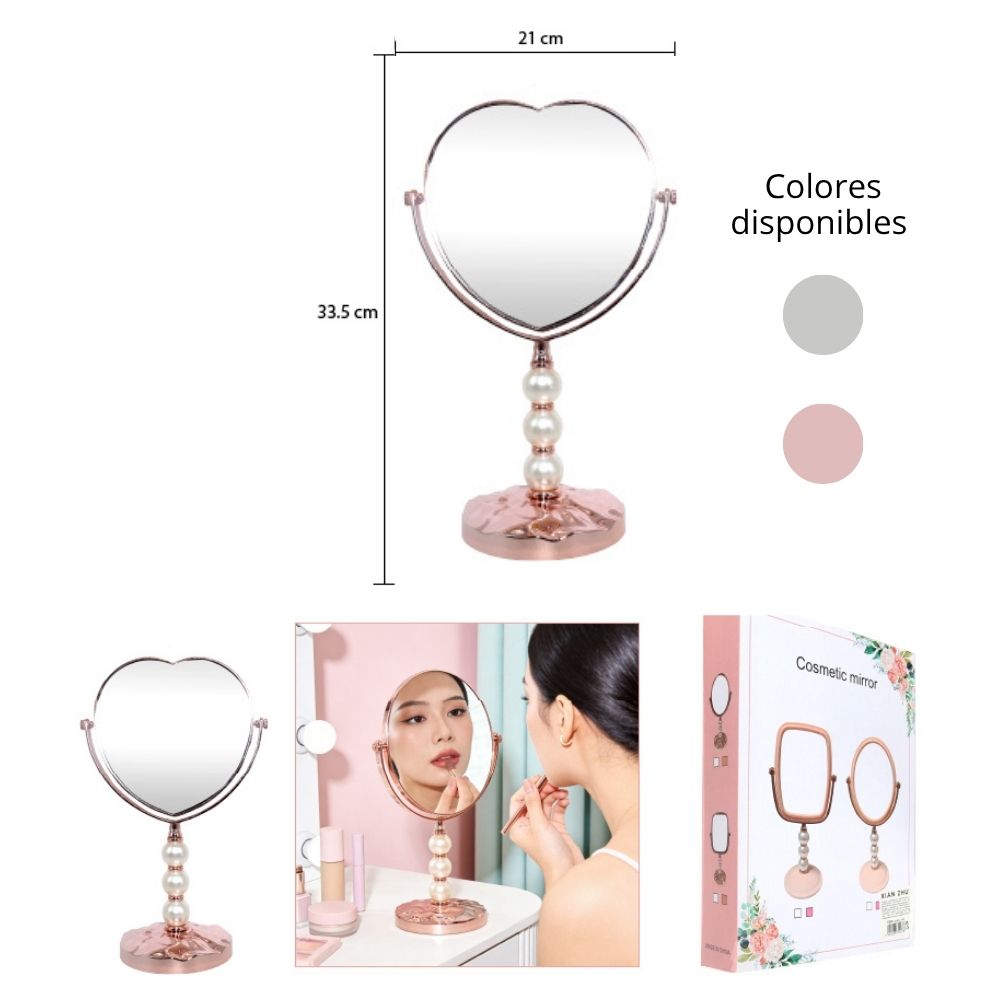 ESPEJO PARA MAQUILLAJE DOBLE CARA CON AUMENTO 33.5X21CM