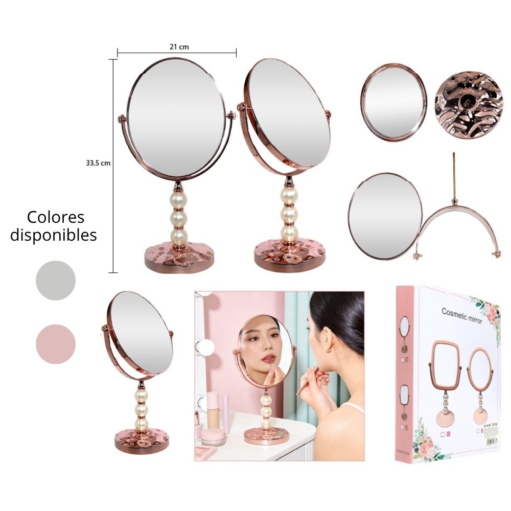 ESPEJO PARA MAQUILLAJE DOBLE CARA CON AUMENTO 33.5X21CM